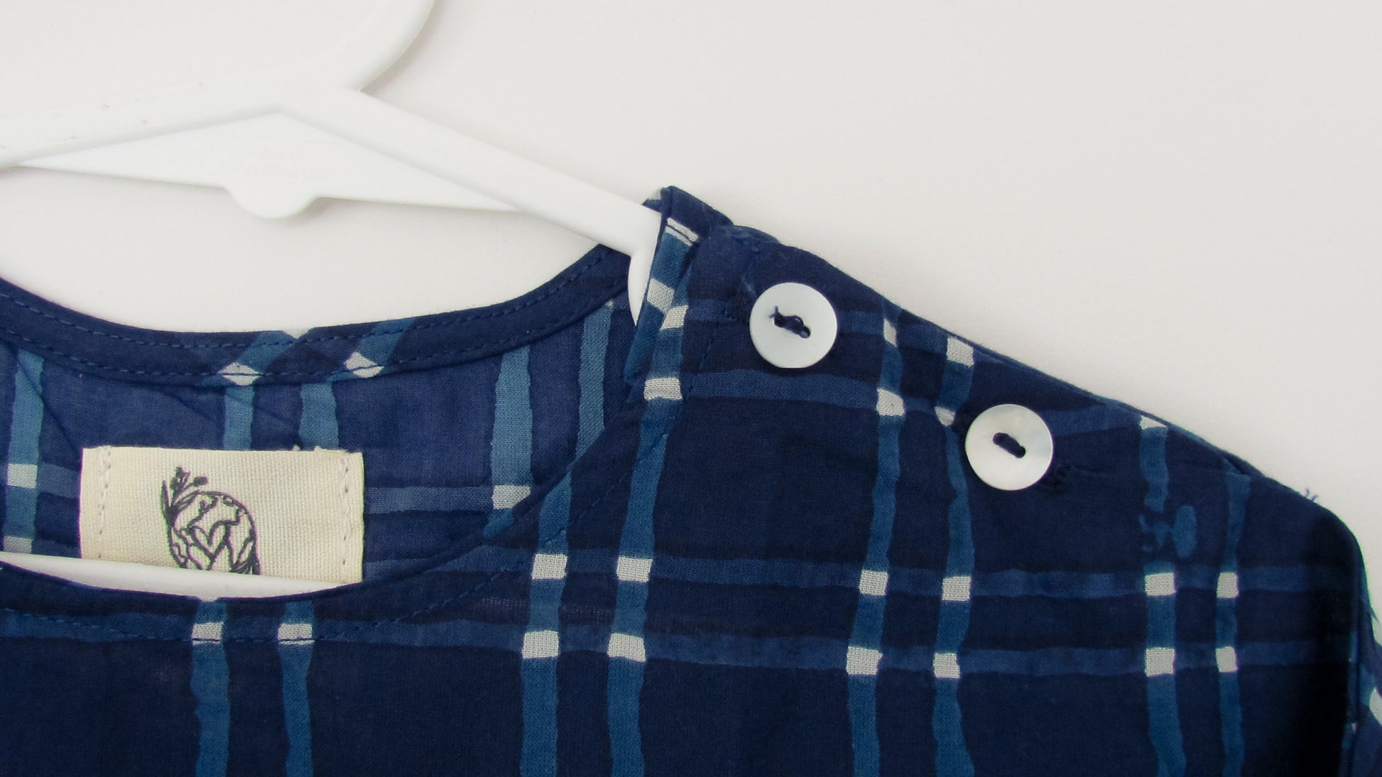 Blue check top, unisex, kids, cotton, checkmate,pockets, genderfree,summer clothing